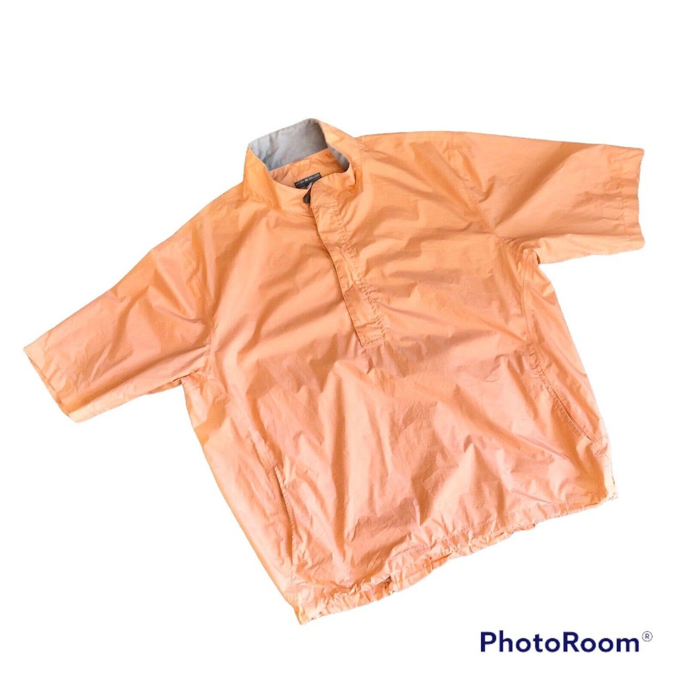 Peter Millar Water Half Zip Short Sleeve Rain Jacket Orange Peach Mens Size XL
